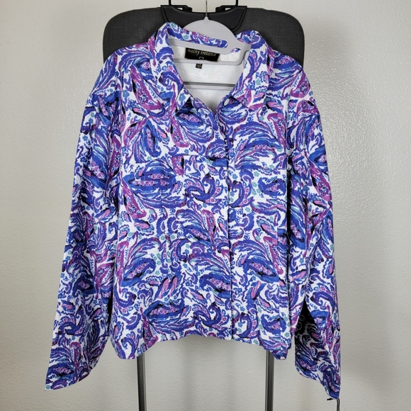 Kathy Ireland Fashion 360 Paradise Pleasure Paisley Crop Jacket Plus Size 3X - Picture 1 of 6